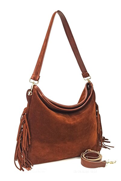 LOTUS AYAKKABI & ÇANTA Hakiki Deri Püsküllü Omuz ve Çapraz Çanta