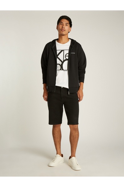 Calvin Klein Men Black Micro Logo Repreve Hoodie Jacket