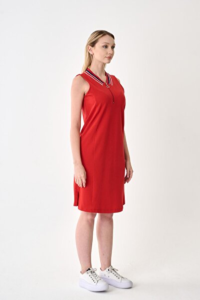 odelon Women's Zippered Tile Pique Dress