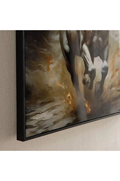 Generic Fossil Galloping Horse Framed Canvas Painting with ABS Glossy Surface - 60x60x3cm
