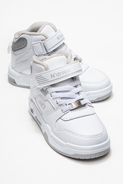 CCWAY AYAKKABI Pantofi sport pentru copii cu velcro; ALB GREY
