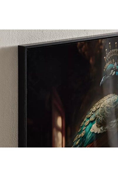 Generic Fossel Peacock Framed Canvas Painting with High Gloss ABS Surface - 60x60x3 cm