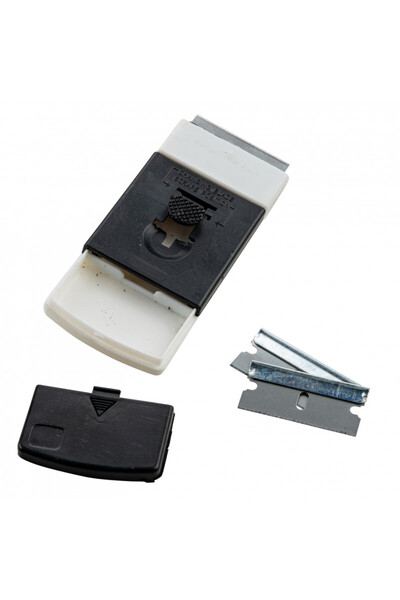 FACKELMANN 60141 hob scraper, 3 interchangeable blades, 10 cm, Stainless steel, White