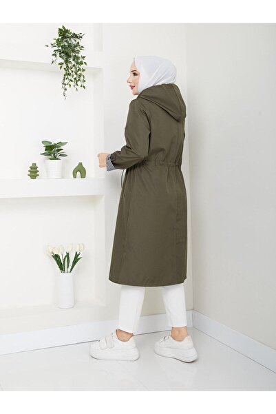 Giza Giyim Çizgili Mevsimlik Trençkot