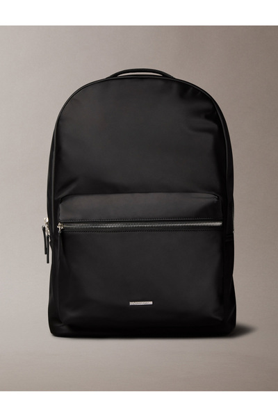 Calvin Klein Men Black Sleek Front Pocket Nylon Backpack