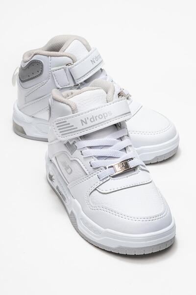 CCWAY AYAKKABI Dětské sportovní boty na suchý zip BÍLÁ ŠEDÁ