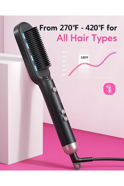 wavytalk Sleek Sweep Hair Straightener Brush, Ionic Straightening Brush, Ceramic Hair Straightener C