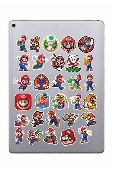 Hediyeni Al مجموعة ملصقات ماريو سيري 1 |   ملصق للكمبيوتر المحمول والدفتر والتابلت والهاتف ودفتر الملاحظات ومجلة البوليت