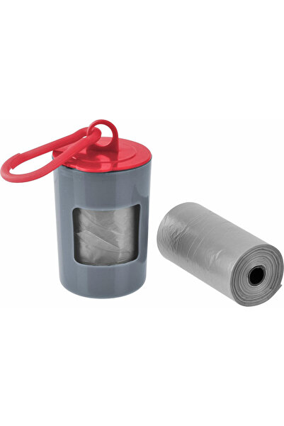 FACKELMANN 59913 Waste Bags, Holder, 2x20 pcs, 36 x 30 cm, Nylon, Grey/red
