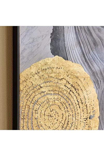 Generic Abstract Agate Wall Art, 80% Hand Painted with Gold Leaf Frame - 52 x 2.8 x 72 cm