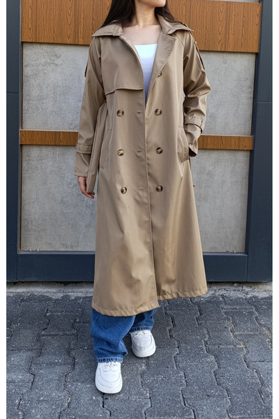 siyalife Classic Trench Coat with Wind Flaps, Pockets, Belt and Buttons