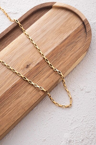 ByFlorya Jewelry Çelik Dikdörtgen Erkek Zincir Kolye 3mm Kararmaz