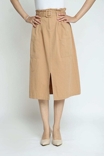Kitschen Casual Cotton Midi Skirt with Pockets