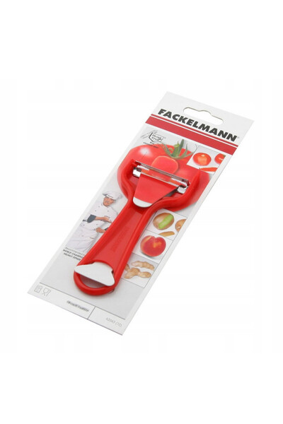 FACKELMANN 42043 Tomato Peeler, 14 cm, Stainless Steel, Removable Blade, Red