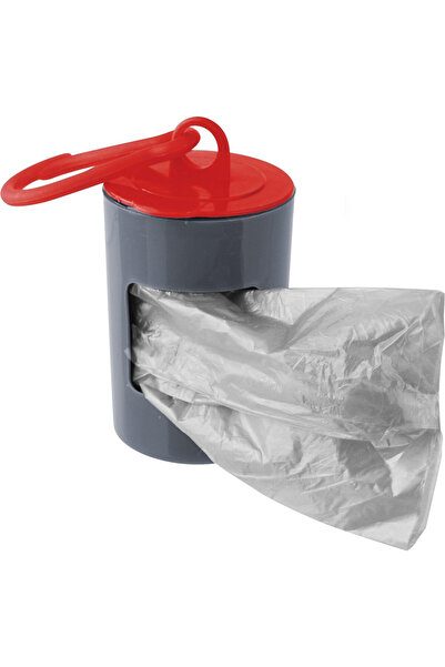 FACKELMANN 59913 Waste Bags, Holder, 2x20 pcs, 36 x 30 cm, Nylon, Grey/red