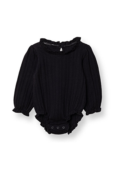 ebebek Hello Baby Kız Bebek Uzun Kol Body Jakar Örme Bisiklet Yaka Uzun Kol