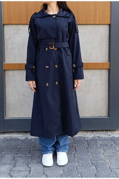 siyalife Classic Trench Coat with Wind Flaps, Pockets, Belt and Buttons