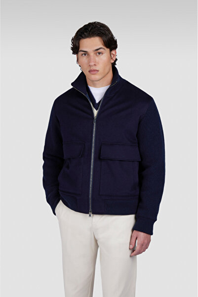 PAUL&SHARK MEN'S KNITTED CASHMERE WOOL ZIPPED SWEATER