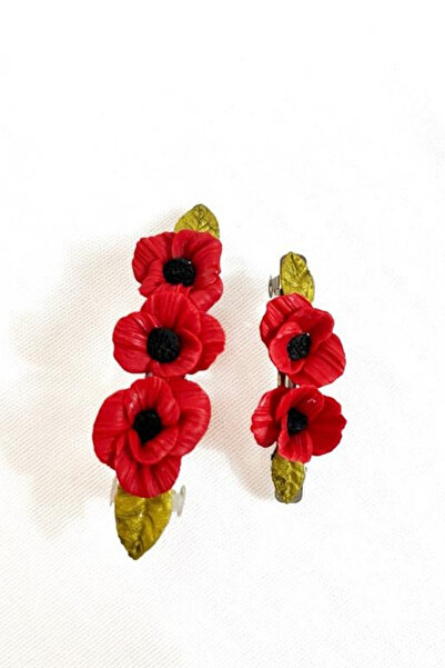 Uretti - Hülya 6683 2942 El Yapımı Gelincik Çiçek Desenli Polimer Kil 2’li Se...