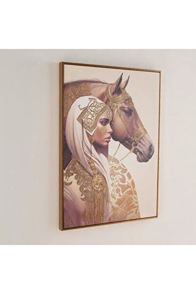 Generic لوحة جدارية مؤطرة من قماش "إقرأ سمرة" لسيدة مع حصان - 50x70x2.8 سم