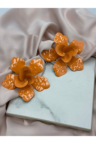 Unzilee Brand Model Earrings with Orange Flower Figure