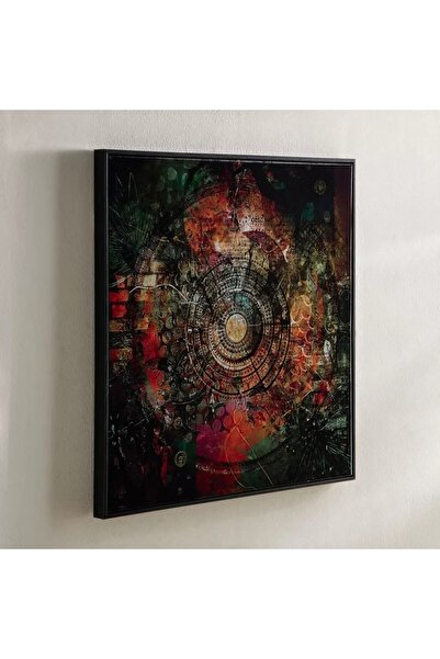 Generic Fossel Mandala Framed Canvas Painting with High Gloss ABS Surface - 60x60x3 cm