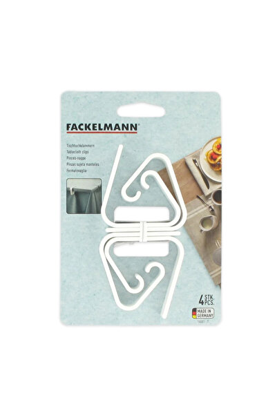 FACKELMANN Set of 4 tablecloth clips 14461, 5.5 cm, White