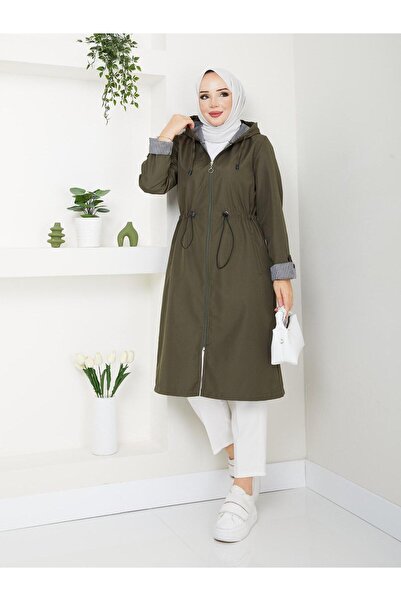 Giza Giyim Çizgili Mevsimlik Trençkot