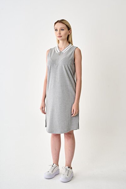 odelon Rochie de damă cu fermoar, gri melange, din piqué