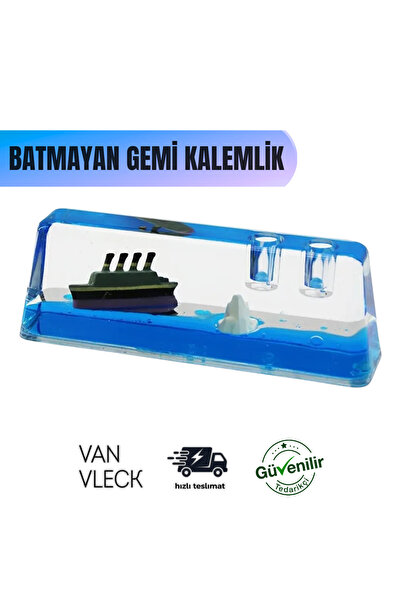 VAN VLECK تمثال السفينة التي لم تغرق مع حامل أقلام - هدية ديكور لسطح المكتب ع...