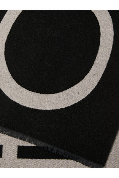 Calvin Klein Women Black Bold Logo 2 Tone Wool scarf