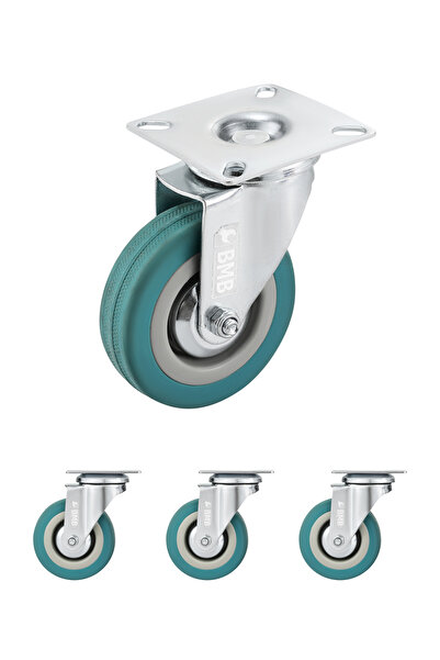 Lawazim عجلات مطاطية رمادية من BMB - مجموعة من 4 عجلات دوارة شديدة التحمل مقا...