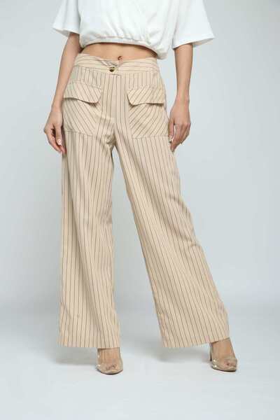 Kitschen Striped Wide-Button Pants