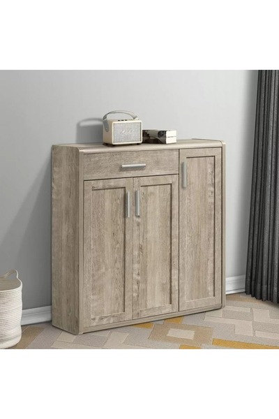 Generic 20 Pair Curved Shoe Cabinet with 3 Doors and 1 Drawer