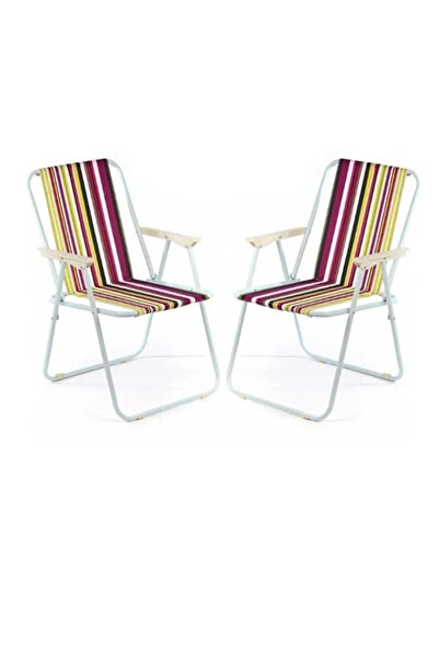 Generic Folding Camping Chair Set of 2 - Oxford Fabric, Metal Legs, 45×45×80 cm