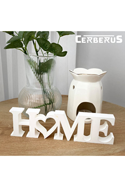 Cerberus Kalpli Home Yazısı Beyaz Ev Dekoru Biblo Sert Plastik