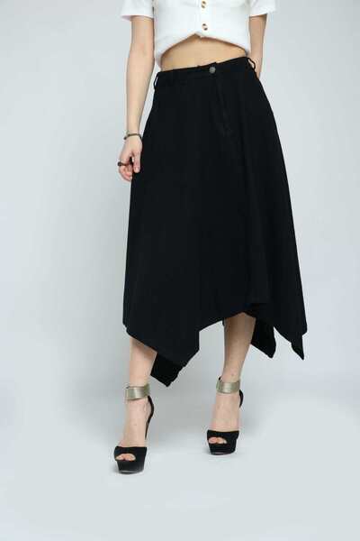 Kitschen Midi Cotton Pants Skirt with Pockets