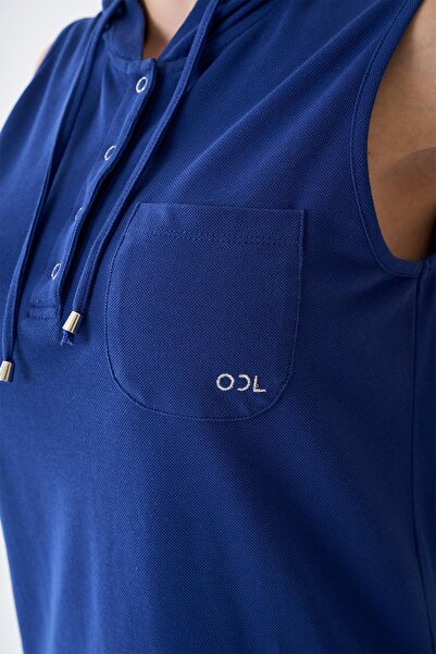 odelon Women's Hooded Saks Pique Dress