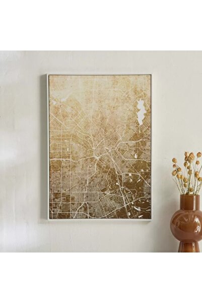 Generic City Map of Odiane, Cyprus, Framed Canvas with High Gloss ABS Surface - 50 x 70 x 2.8 cm
