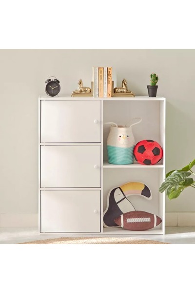 Generic Vanilla Junior 3-Door, 2-Shelf Open Storage Unit