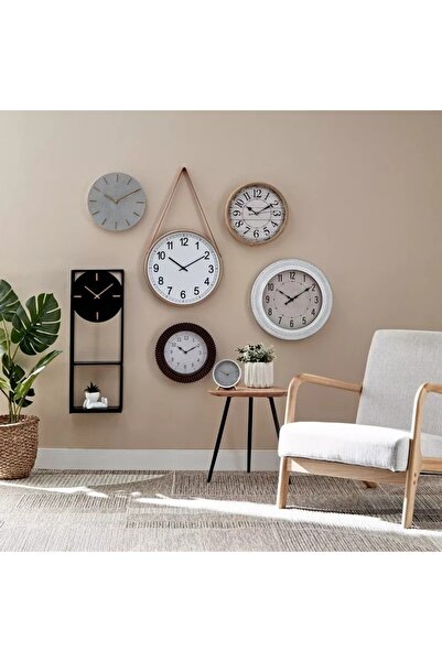 Generic ساعة حائط ساراتوجا مع جلد - 38×4 سم