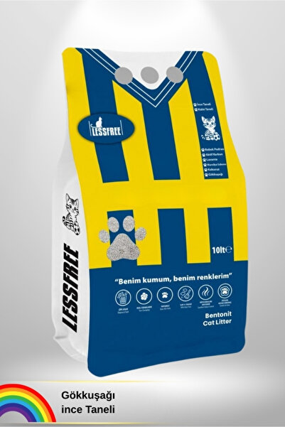 LESS FREE Cat Litter Gökkuşağı 10 Litre Kedi Kumu (Sarı Lacivert Ambalaj)