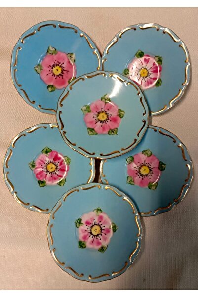 BY.RAYKA PORSELEN El Dekor PORSELEN EL BOYAMA 6LI ÇAY TABAĞI SETI