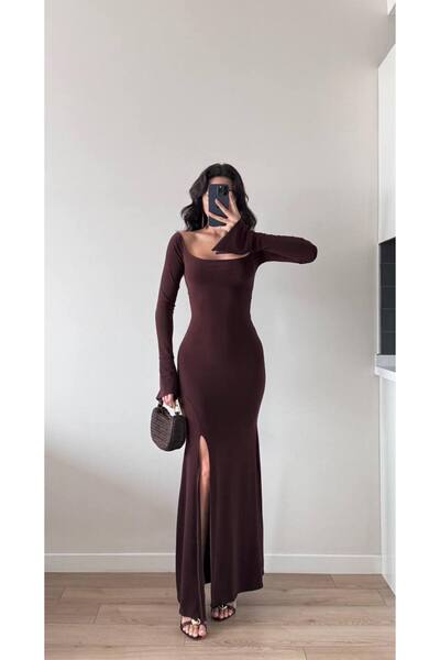 Miss Beyoğlu Rochie lungă spaniolă cu șliț și mâneci lungi Danak