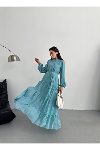 Swan Woman Firfir Dress with Skirt and Ribbed Detail