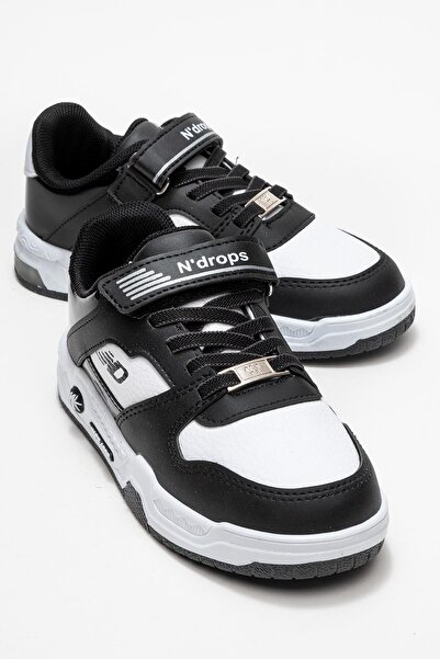 CCWAY AYAKKABI Pantofi sport pentru copii cu velcro; ALB NEGRU