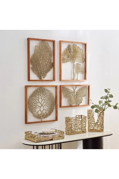 Generic Ozawa Leaf Wall Art Aluminum Framed with Wooden Frame - 36 x 48 x 3 cm