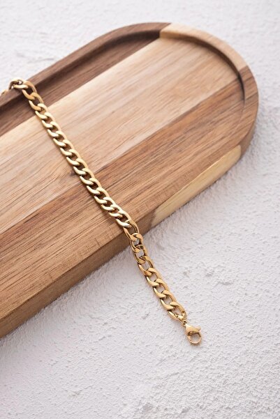 ByFlorya Jewelry Çelik Gurmet Erkek Zincir Bileklik 6mm Kararmaz 20cm