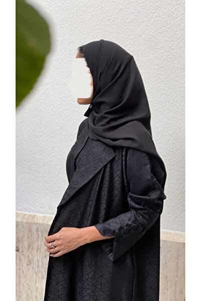 outline عباية سوداء رسمية بقماش جاكار