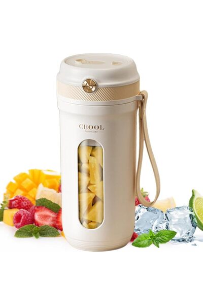 CEOOL MISSCEO 350ML Portable Blender, Personal Blender Bottle with 10 Blades and Straw for Shakes